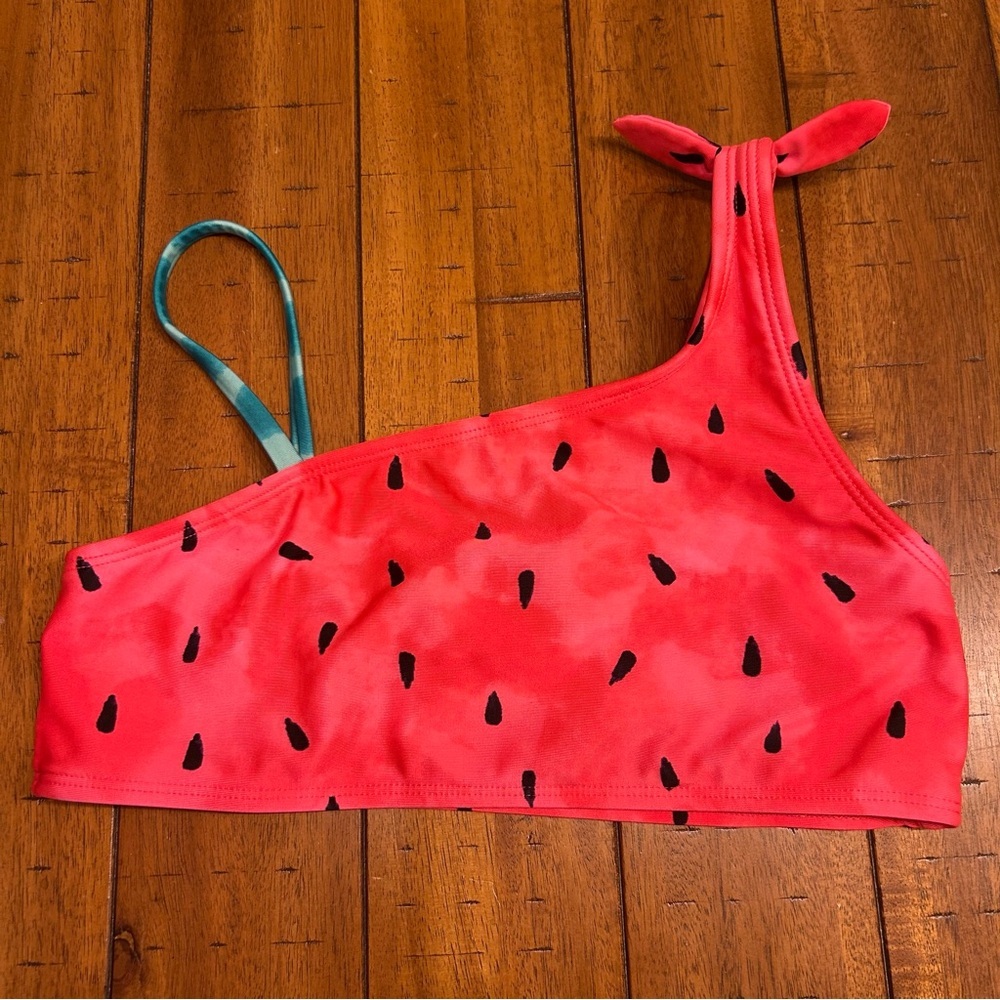 Cat & Jack Girl’s Watermelon 2-Piece Swimsuit, Sz L (10/12), Pink, Green Bikini - Picture 2 of 9